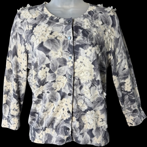 Talbots Petites Silk Blend Cardigan Mori Kei Elvin Enchanted Forest Fairy Size M - Picture 3 of 9